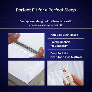 California Design Den Split King Sheets Sets for Adjustable Bed - Luxury 1000 Thread Count Sateen, Thick and Natural 100% Cotton Bed Sheets, Deep Pockets, Soft and Durable Bedding Set - White - Image 5