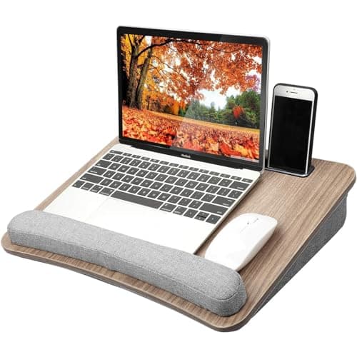HUANUO Portable Lap Laptop Desk with Pillow Cushion, Fits up to 15.6 inch Laptop, with Anti-Slip Strip & Storage Function for Home Office Students Use as Computer Laptop Stand, Book Tablet - Image 1