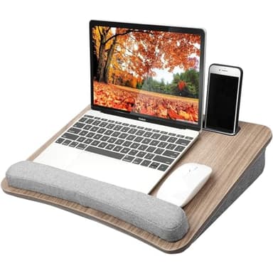 HUANUO Portable Lap Laptop Desk with Pillow Cushion, Fits up to 15.6 inch Laptop, with Anti-Slip Strip & Storage Function for Home Office Students Use as Computer Laptop Stand, Book Tablet - Image 1