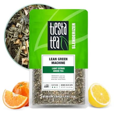 Tiesta Tea - Lean Green Machine, Loose Leaf, Light Citrus Green, Premium Blend, Medium Caffeinated, 25 Cups, 1.9 Ounce Resealable Pouch - Image 1
