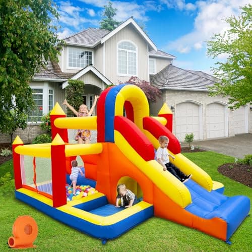 Umbalir Bounce House, Inflatable Bounce House for Kids 3-10, Kids Bounce House with Long Slide, Ball Pit/Pool, Obstacles, Tunnel, Climbing Wall, Bouncy House Indoor & Outdoor Toddler Bouncy Fun - Image 1