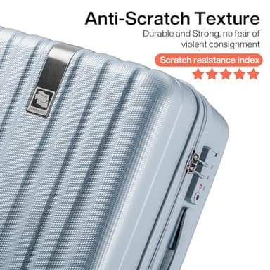 Hanke 20 Inch Carry On Luggage 22x14x9 Airline Approved Lightweight PC Hard Shell Suitcases with Wheels Travel Luggage Rolling Suitcase Travel Luggage Bag for Weekender(Gray) - Image 6