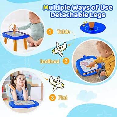 Kikidex Toddlers Toys Age 1-3, Magnetic Drawing Board, Toddler Girl Toys for 1-2 Year Old, Doodle Board Pad Learning and Educational Toys for 1 2 3 Year Old Baby Kids Birthday Gift (Dark Blue) - Image 5