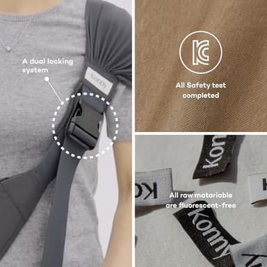 Konny Baby Carrier Hip Seat, Dual Support IHDI Certified with Two Safety Pads, Adjustable Wraps Sling Wearable One Size Fits All, Baby Essentials for 6 to 48 Months up to 44 lbs -Charcoal - Image 5