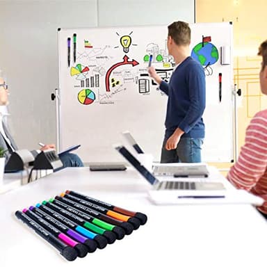 Magnetic Dry Erase Markers Fine: 12 Colors Erasable Whiteboard Markers Fine Point with Eraser Cap, Low Odor White Board Dry Erase Pens Fine Tip for Teachers, Home, Office and School Supplies - Image 8