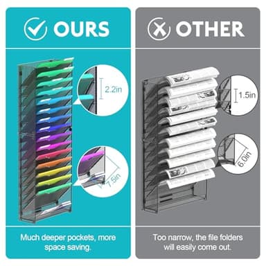 samstar 2 Pack 16 Tier Wall File Organizer Hanging Wall File Holder Wall Mount Paper Folder Organizer, Magazine Rack, Pack of 2 - Image 6