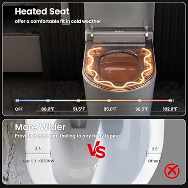 Casta Diva Smart Toilet with Bidet Built in, Bidet Toilet with Wider Heated Seat, Warm Water & Dryer, Foot Sensor Auto Flushing, Night Light, Remote Control 1.28GPF(CD-K020) - Image 4