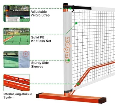 Pickleball Nets Set with 4 Fiberglass Lightweight Pickleball Paddles, 6 Outdoor Pickle Balls, and Court Marking Kit, and Carrying Bag Portable Pickleball Net for Backyard, Driveway - Image 2
