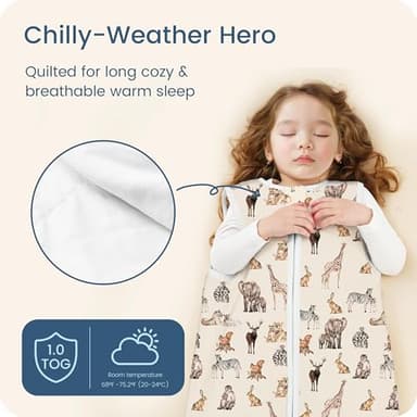 TOTBASIC Toddler Sleep Sack 1.0 TOG, Baby Wearable Blanket with 2-way Safe Zipper, Ultra Soft All Season Baby Sleeping Bag - Image 2