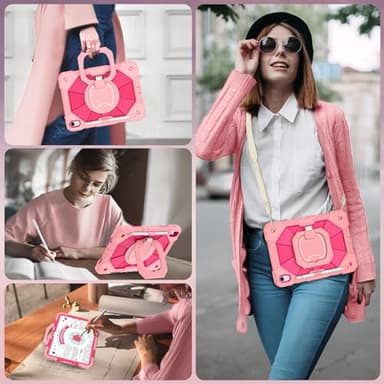 WESOROL Case for iPad (A16) 11th Generation 11 Inch (2025) iPad 10th Generation 10.9 Inch (2022),Full-Body Drop Protection i Pad Case 10th Gen with Rotating Stand Screen Protector Pencil Holder,Rose - Image 5