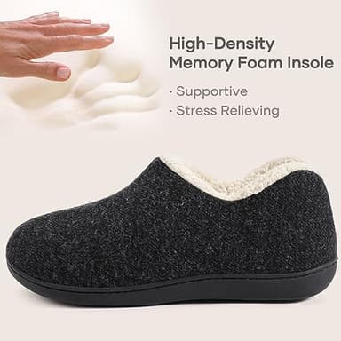ULTRAIDEAS Women's Indoor Loafer House Slippers with Memory Foam, Ladies Warm Closed Back House Shoes with Non-Slip Outdoor Rubber Sole(Black,size 10) - Image 2