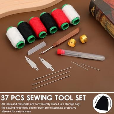 37pcs Sewing Tool Set, Needle Thread Hand Repair Kit for Beginners, Mini Sewing Kit for Mending Clothes, Include 25 Steel Needles, 6 reels of Thread, Seam Ripper, 2 Needle Threader, 2 Thimbles - Image 2