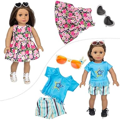 BDDOLL 23 Pcs 18 Inch Girl Doll Clothes and Accessories for 18 Inch Doll Dress with Our Generation Dolls Including 10 Complete Sets of Clothing Outfits - Image 4
