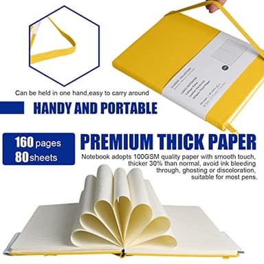 EMOMAS Lined Journal Notebook, 6Pack(bright yellow), 160 Pages, Medium 5.7 inches x 8 inches - 100 gsm Thick Paper, Hardcover - Image 5