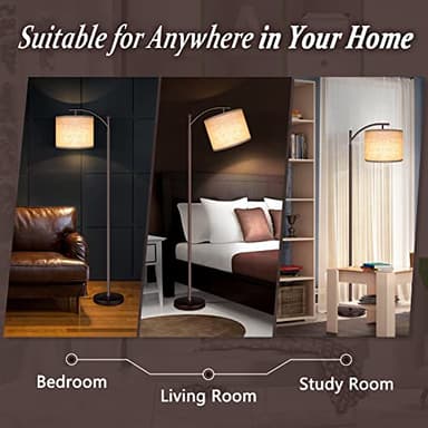 Rottogoon Floor Lamp for Living Room, LED Standing Lamp Tall Industrial Floor Lamp Reading for Bedroom, Office (9W LED Bulb, Beige Lampshade Included) -Oil-Rubbed Bronze - Image 7