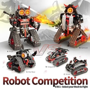 Opmind 5 in 1 STEM RC Robot Building Kit, APP & Remote Control Samurai/Ninja Blocks 419 Pcs, Erector Set RC Toy for Kids, DIY Build Science Educational Gift for Age 6 7 8 9 10 11 12+ Boys & Girls - Image 2