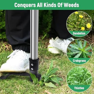 GOXAWEE 46” Weed Puller Tool, 4-Claw Stand Up Weeder Tool with Adjustable Handle for Removal Weeds - Image 7