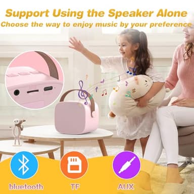 MEGUO Mini Karaoke Machine,Funny Toys Christmas Birthday Gifts for Kids Age 4-12 Girls,Boys,Adults, Karaoke Microphone Toys for 4,5,6,7,8,9,10,11,12+ Year Old Girls Boys (Pink 1 Mic) - Image 3