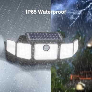 SZPOWER Solar Lights Outdoor, 6000LM Solar Flood Lights Outdoor, 230 LED 5 Heads Motion Sensor Lights Waterproof with Remote Control for Outside Yard House Patio 3 Pack - Image 7