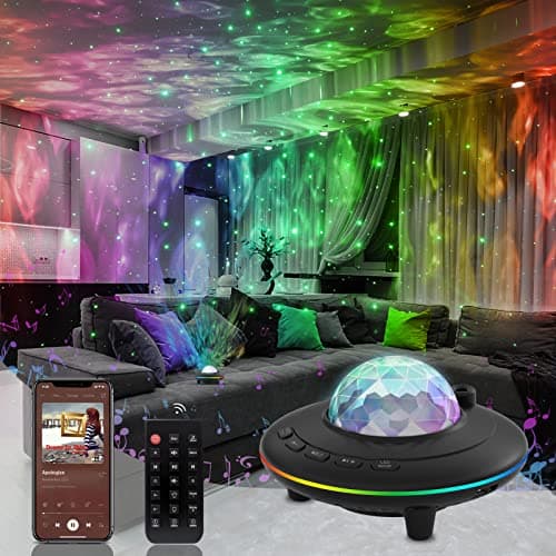 Mycket Star Projector, Galaxy Projector Light, Ocean Wave LED Night Light Lamp, Night Light Projector with Remote 360°Rotating Sleep Soothing Colors Changing Music Bluetooth Speaker Timer for Bedroom - Image 1