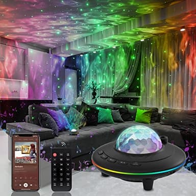 Mycket Star Projector, Galaxy Projector Light, Ocean Wave LED Night Light Lamp, Night Light Projector with Remote 360°Rotating Sleep Soothing Colors Changing Music Bluetooth Speaker Timer for Bedroom - Image 1