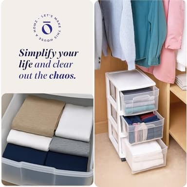 HOMZ Drawer Tower, 3-Tier Clear Plastic Storage Organizer Cart, White Frame - Heavy-Duty Organizing Drawers for Home, Bedroom, and Closet Organization - Image 8