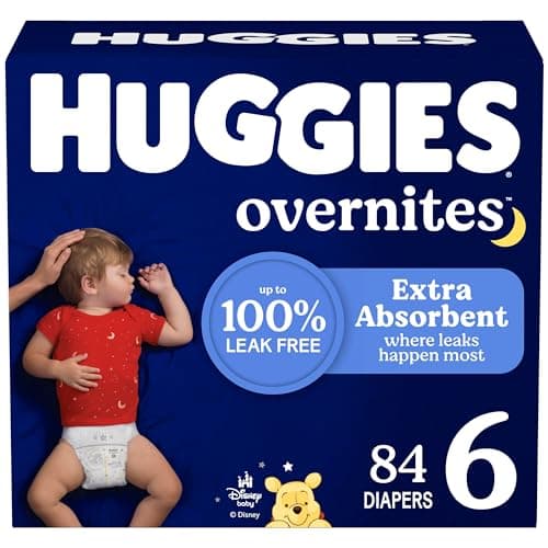 Huggies Size 6 Overnites Baby Diapers: Overnight Diapers, Size 6 (35+ lbs), 84 Ct (2 Packs of 42), Packaging May Vary - Image 1