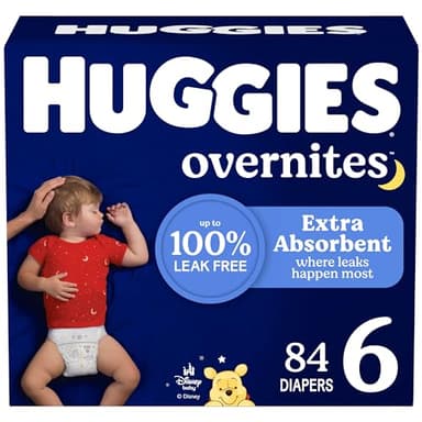 Huggies Size 6 Overnites Baby Diapers: Overnight Diapers, Size 6 (35+ lbs), 84 Ct (2 Packs of 42), Packaging May Vary - Image 1