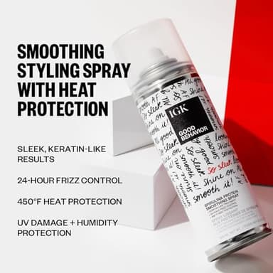 IGK GOOD BEHAVIOR Spirulina Protein Smoothing Spray + Anti-Frizz Smoothing Blowout Balm | Keratin Like Treatment + Frizz Control + Heat Protectant | Vegan + Cruelty Free - Image 5