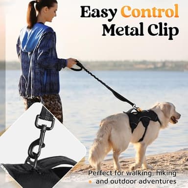 rabbitgoo Escape Proof Dog Harness, Soft Padded Full Body Pet Harness, Reflective Adjustable No Pull Vest with Lift Handle and Leash Clip for Large Dogs Walking Hiking Training, M, Black - Image 6