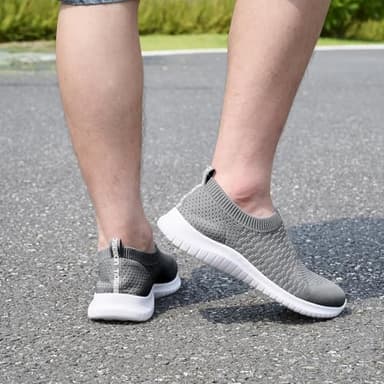 TIOSEBON Men's Casual Slip-on Walking Tennis Shoes-Comfortable Knit Running Sneakers 9 US Deep Gray - Image 5