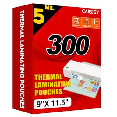 CAREGY 300 Pack Laminating Sheets, Holds 8.5 x 11 Inch Sheets,5 Mil Thermal Laminating Pouches,9 x 11.5 Inches Lamination Sheet Paper for Laminator, Clear, Letter Size, Office and School Supplies - Image 1