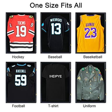 IHEIPYE Jersey Display Frame Case Lockable, Large Sport Jersey Shadow Box with 98% UV Protection Acrylic and Hanger for Baseball Basketball Football Soccer Hockey Shirt and Uniform,Black - Image 4
