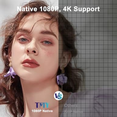 TMY Projector with WiFi and Bluetooth, Native 1080P Mini Projector, Portable Projector wirh 50% Zoom, Compatible with TV Stick/Phone/PC/DVD/HDMI/USB/TF, Movie Projector for Home Bedroom - Image 2