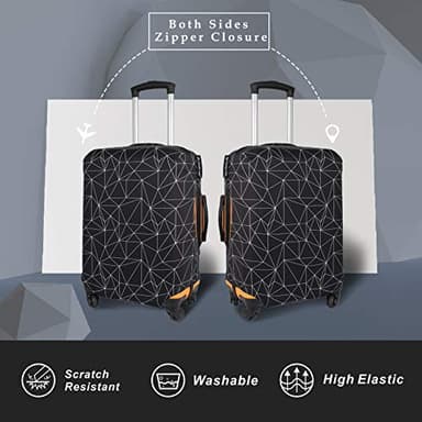 Explore Land Travel Luggage Cover Suitcase Protector Fits 18-22 Inch Case (Black Polygonal, S) - Image 2