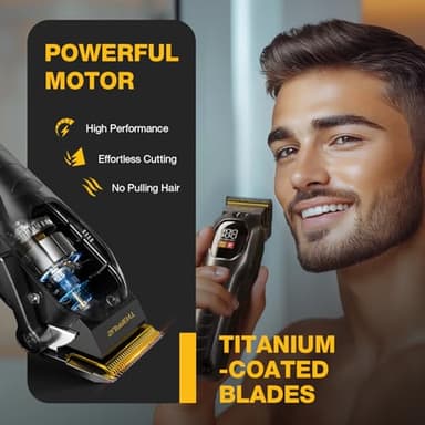 SUPRENT Cordless Hair Clippers for Men - Professional Hair Clipper & Trimmer Set, Wireless Hair Cutting Kit for Family, Rechargeable Cordless Hair & Beard Trimming Set for Men with LED Display (Black) - Image 2