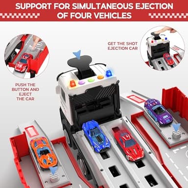 Carrier Truck Race Track Kids Toys, Foldable 3 Layer Toddler Track Playset, Toy Truck Transport Car Carrier & 8 Race Cars, Truck Car Toddlers Toys Xmas Gifts for Age 3 4 5 6+ Years Old Boys Girls - Image 3
