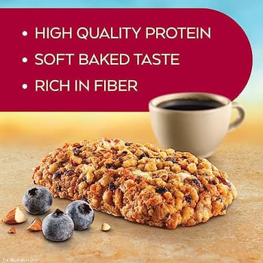 Atkins Blueberry Flavored Soft Baked Energy Bars, High in Protein Snack Bar, Low Sugar, High Fiber Snack, Protein Snack, 4 Packs (4 Bars Each) - Image 5