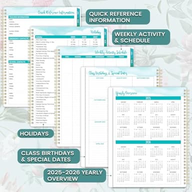 Teacher Planner 2025-2026 - Teacher Lesson Planner 2025-2026 with Colorful Tabs, July 2025 - June 2026, 25-26 Teacher Planners Weekly and Monthly, 8.3" x 11", Academic Year Lesson Plan Book, Twin-Wire Binding - Floral - Image 5