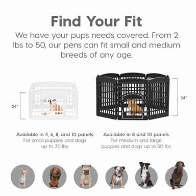 IRIS USA 24" 8-Panel Dog Playpen with Door, 83.5 x 83.5 x 23.63, Puppy Playpen, Dog Play Pen Indoors, Pet Fence, Puppies/Small Dogs, Black - Image 11