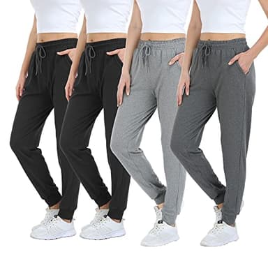 Mgput 4 PCS Women's Joggers Pants with Pockets-Women Lightweight Sweatpants for Running Yoga Athletic Casual Pants(TYP601-S/M-2B/GR/LGRY) - Image 1