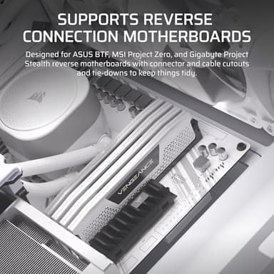 CORSAIR 4000D RS Frame Modular High Airflow Mid-Tower PC Case – 3X CORSAIR RS Fans – InfiniRail™ Fan Mounting System – Fits Multiple 360mm Radiators – Reverse Connector Motherboard Compatible – White - Image 9