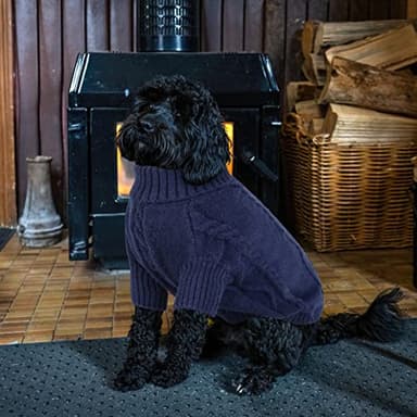 Queenmore Small Dog Pullover Sweater, Cold Weather Cable Knitwear, Classic Turtleneck Thick Warm Clothes for Chihuahua, Bulldog, Dachshund, Pug (Dark Navy, Medium) - Image 7