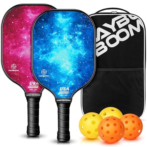 Pickleball Paddles Set of 2 or 4, USAPA Approved Pickleball Set with 4 Pickleball Balls and Pickleball Bag, Fiberglass Pickle Ball Rackets 2 Pack(Blue&Red) - Image 1