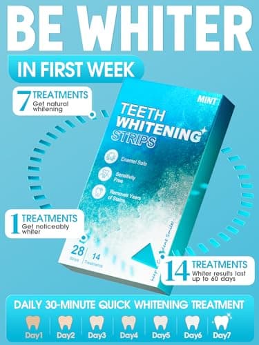 Oralfree Natural Teeth Whitening Strips - Sensitive Teeth Whitener - Enamel Safe Teeth Whitening Kit with Hydrogen Peroxide for Coffee, Wine, Tobacco, and Other Stains, 28 Strips (14 Treatment), Mint - Image 2