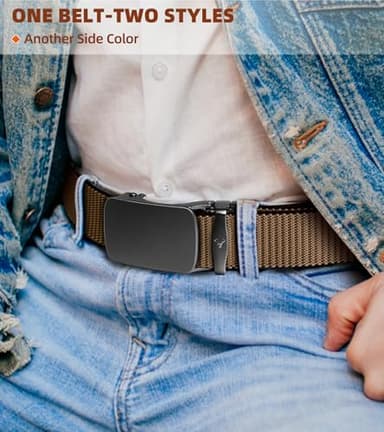 BULLIANT Men Belt-Reversible Ratchet Belt Stretchable for Gift Men Work Casual Golf 1 3/8"-Cut For Fit -2 In 1Belt(Black/Light Brown,34"-38" Waist Adjustable) - Image 4