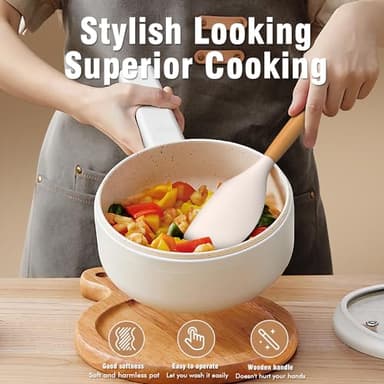 Silicone Cooking Utensils Set - Silicone Kitchen Utensils for Cooking Wooden Handles, 446°F Heat Resistant Kitchen Utensil Spatula Sets w Holder, Gadgets for Non-Stick Cookware BPA FREE (Khaki) - Image 3