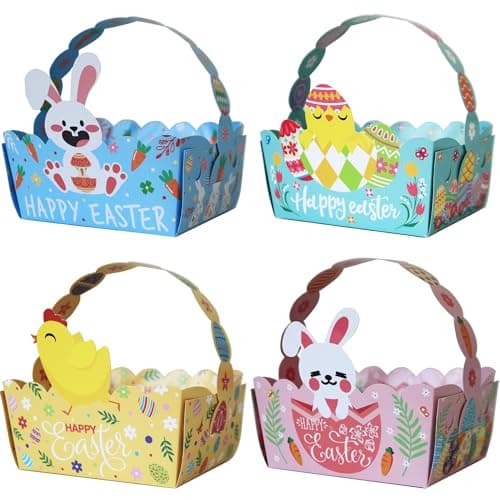 Haobell Easter Basket - 24pcs Small Baskets for Kids, Happy Gift With Handles, School Party Favor, Bunny Decoration - Image 1
