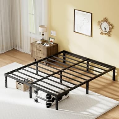 yoyomax 14 Inch Queen Size Metal Platform Bed Frame, Queen Bed Frame with Storage Space Under Bed, Heavy Duty Steel Slat Support, No Box Spring Needed, Easy Assembly, Black - Image 1