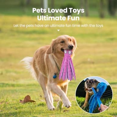 HGB Squeaky Dog Toys - Octopus No Stuffing Crinkle Plush Large Dog Toys to Keep Them Busy for Puppy Teething Chewing, Pet Supplies for Small, Medium, and Large Breeds, 2 Pack - Image 4